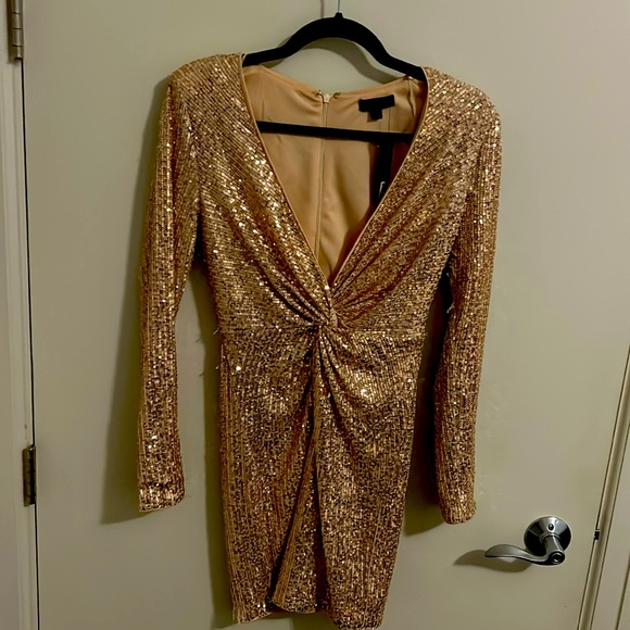 Miss Avenue pink gold dress size smalll long sleeve zipper - Picture 1 of 9